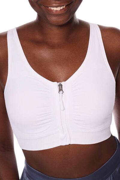 Emilia Wire-Free Bra with Front Closure - Emilia Wire-Free Bra with Front Closure features a front zip closure with hooks for secure, comfortable access after breast surgeries. - 45013
