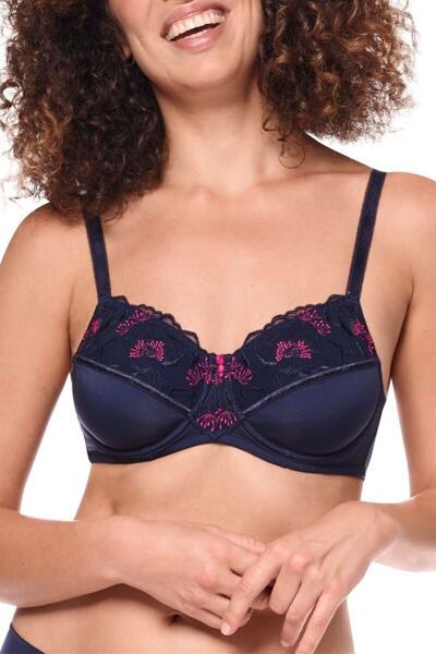 Delila Underwire Bra - Delila Underwire bra features softly padded back closure for enhanced comfort during wear, combining support with delicate floral embroidery. - 45110